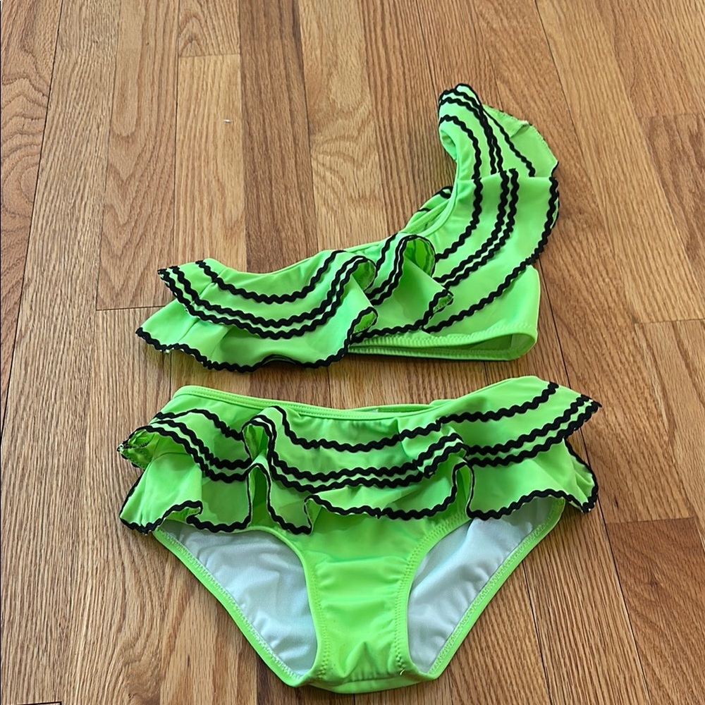 Neon Green Ruffled Bikini Set - Picture 1 of 3